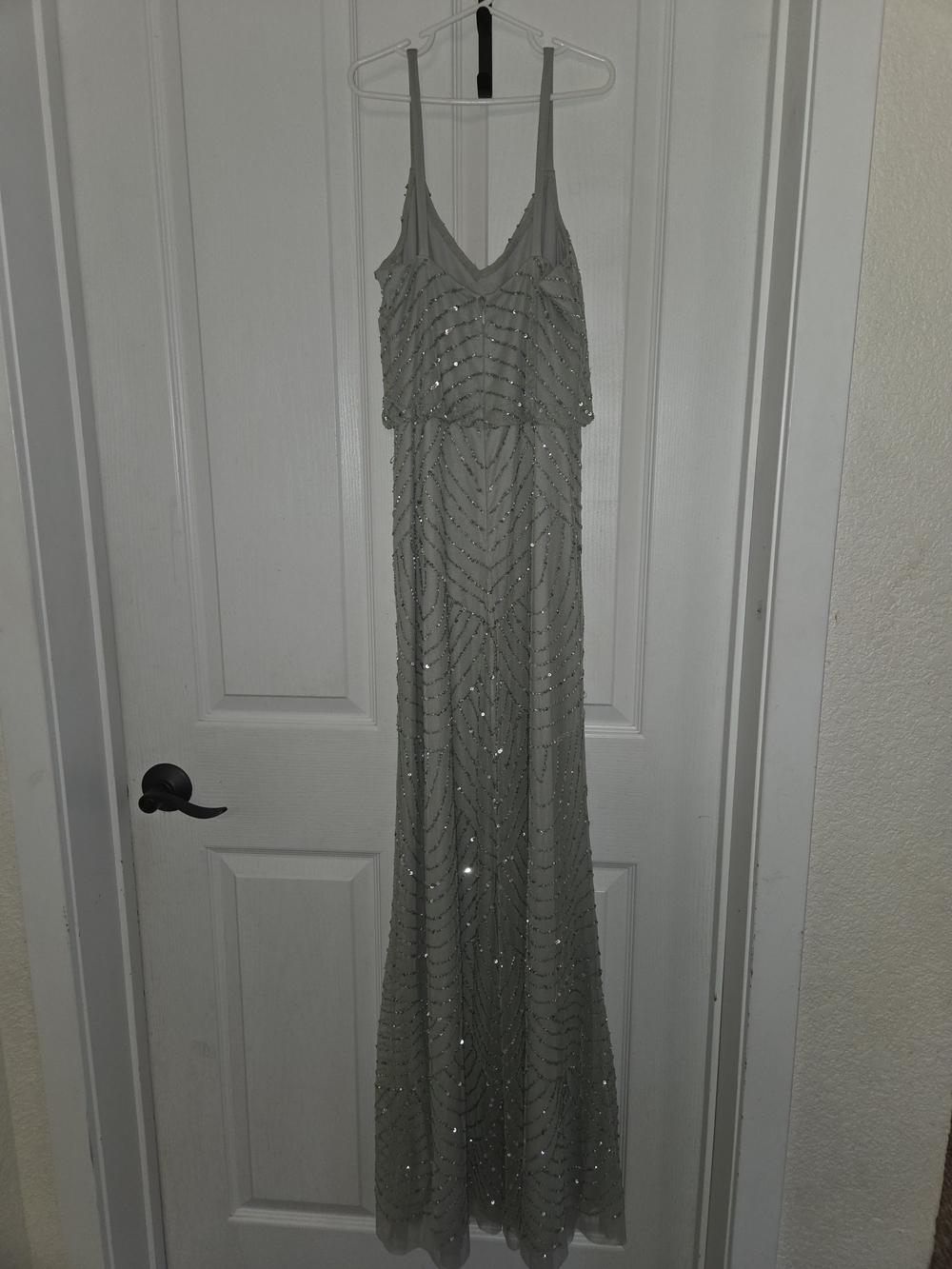 Adrianna Papell Sage Green Gown with Bead Embellishment, US Size 4 - Picture 3 of 6